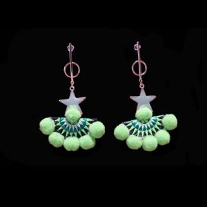 Mint Hmong pompom earring
